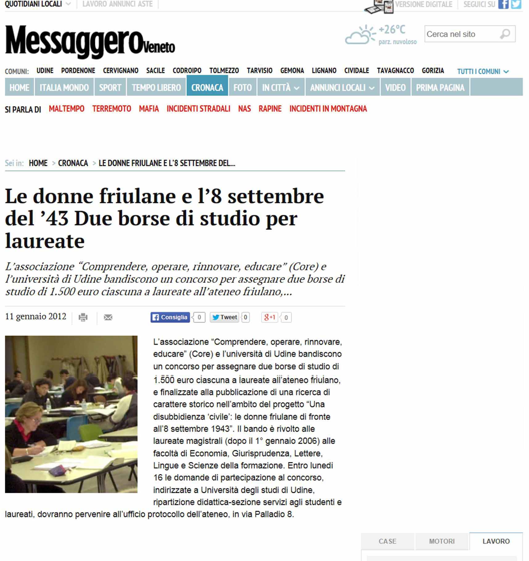 Messagero Veneto 11-01-2012