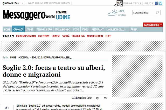 immagine pagina web sito Messaggero Veneto