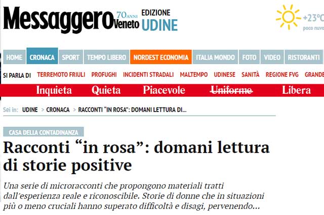 particolare pagina quotidiano Il Messaggero Veneto