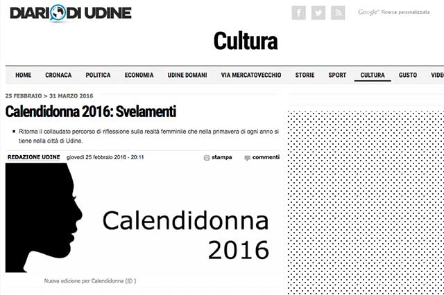 Diario del Web Udine: Calendidonna 2016 – “Svelamenti”