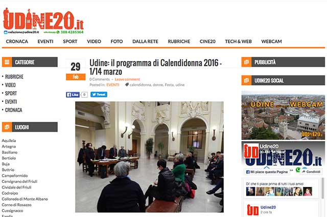 particalare pagina web sito Udine20.it