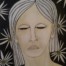 dipinto di volto di donna con sfondo floreale opera di Maria Sejda